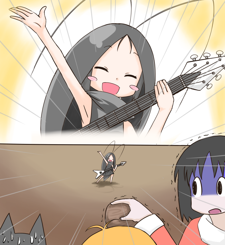 shinonome nano, professor shinonome, sakamoto, and gokicha (nichijou and 1 more) drawn by pxton