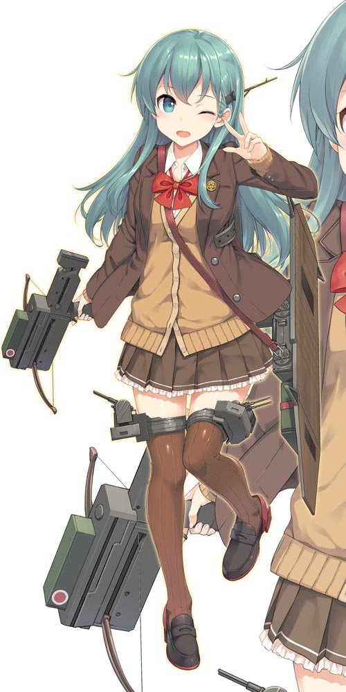 suzuya and suzuya kai ni (kantai collection) drawn by takayaki