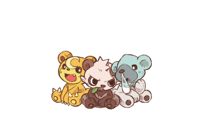 teddiursa, pancham, and cubchoo (pokemon) drawn by bow-wow