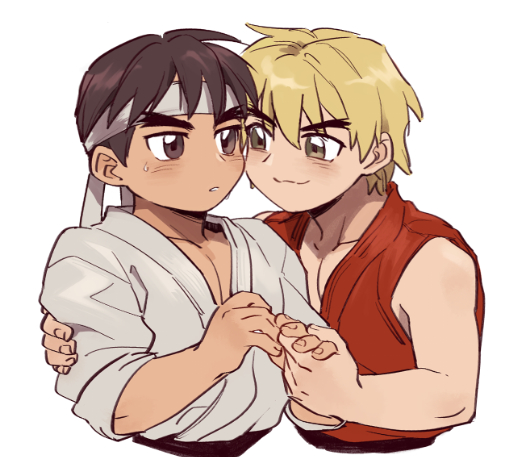 ryu and ken masters (street fighter) drawn by yuiofire