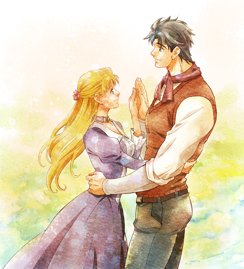 jonathan joestar and erina pendleton (jojo no kimyou na bouken and 1 more) drawn by shiranui02