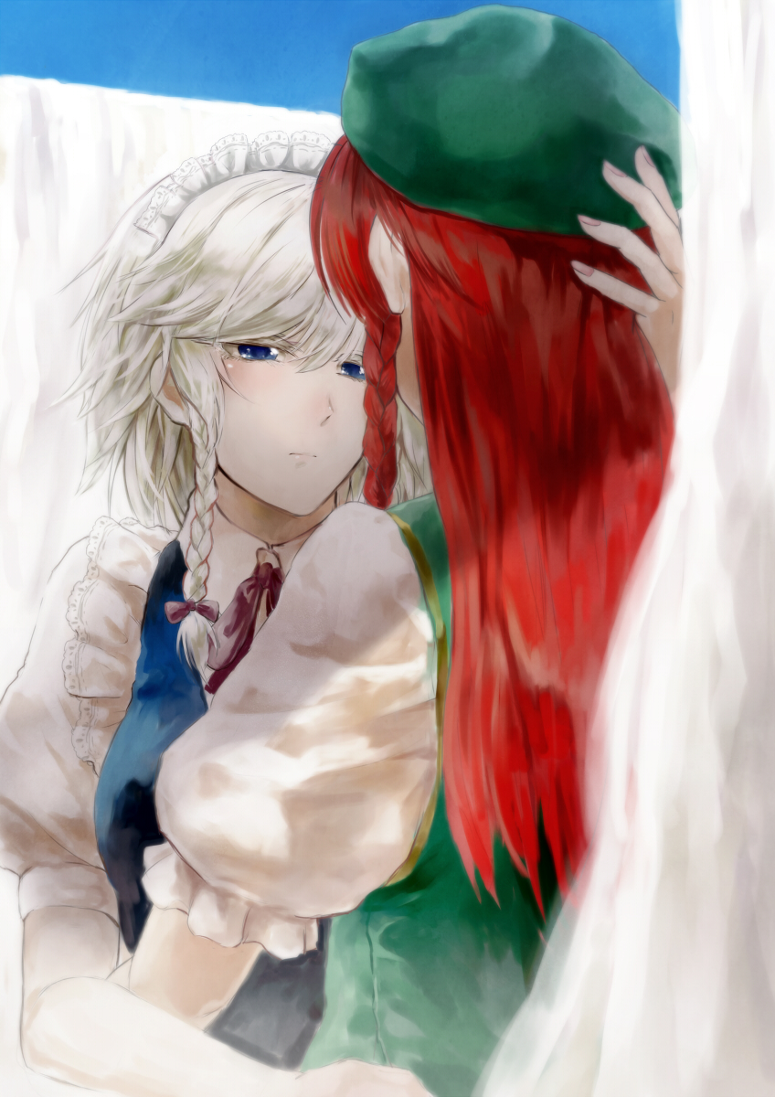 izayoi sakuya and hong meiling (touhou) drawn by nathaniel_pennel