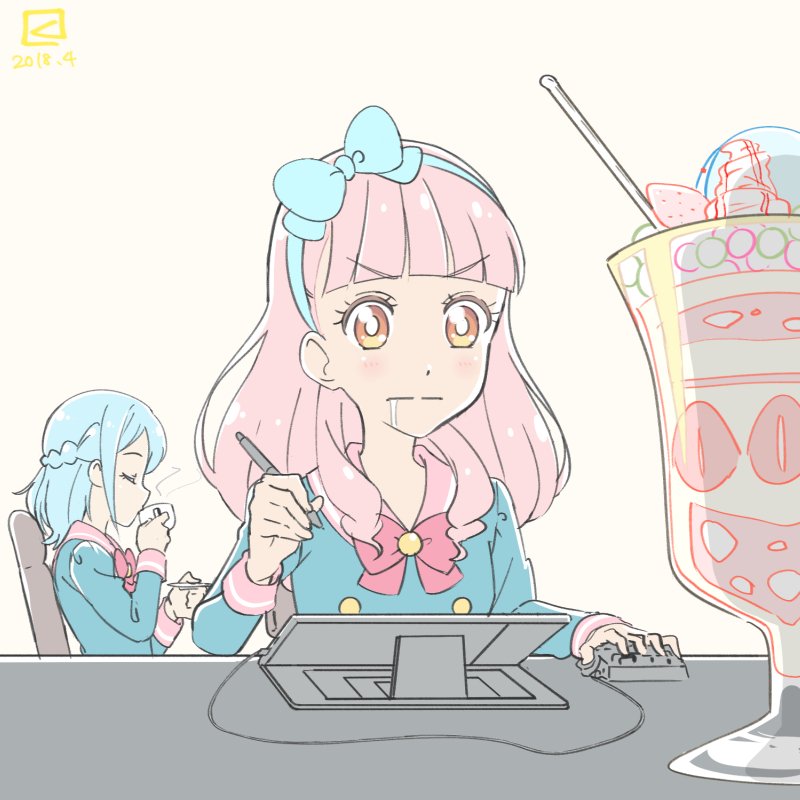 yuki aine and minato mio (aikatsu! and 1 more) drawn by miyahara_takuya