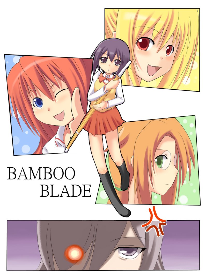 kawazoe tamaki, chiba kirino, kuwahara sayako, miyazaki miyako, and azuma satori (bamboo blade) drawn by towamin