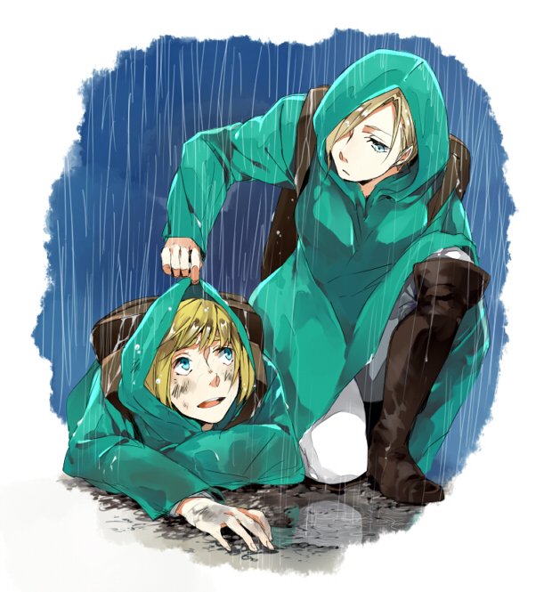 armin arlert and annie leonhart (shingeki no kyojin) drawn by saboten_33