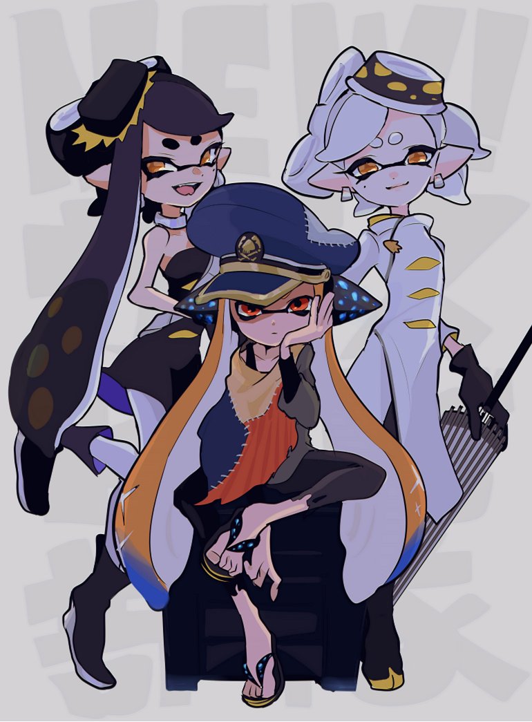 inkling player character, inkling girl, agent 3, callie, captain 3, and 1 more (splatoon and 1 more) drawn by imaikuy0