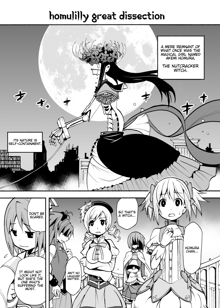 kaname madoka, miki sayaka, sakura kyoko, tomoe mami, and homulilly (mahou shoujo madoka magica and 1 more) drawn by maitake_(kinokonabe_hinanjo)