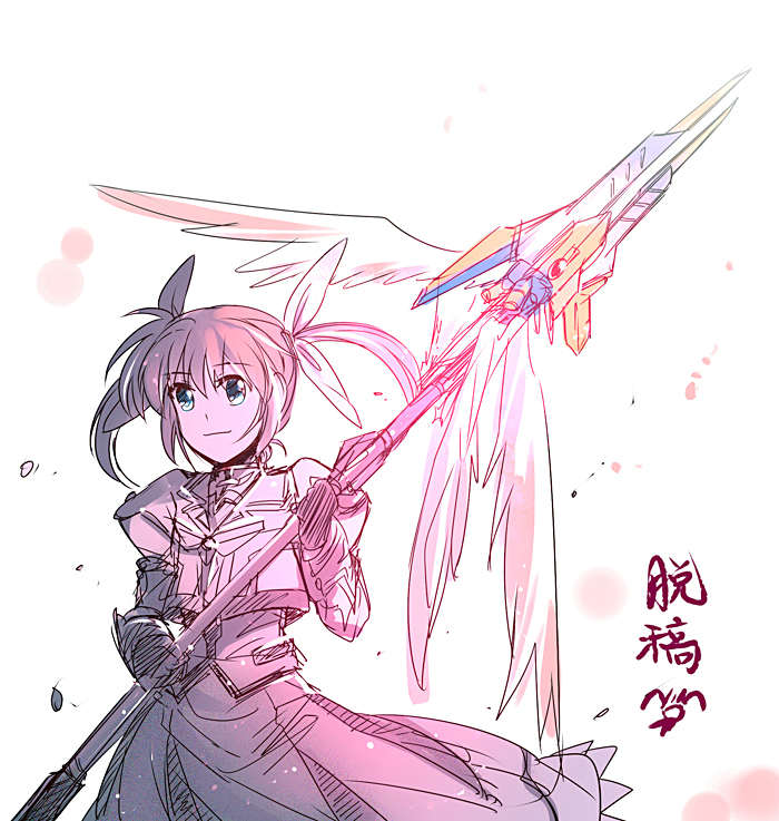takamachi nanoha and raising heart (lyrical nanoha and 3 more) drawn by aki_(neyuki41028)