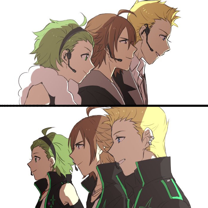 amagase touma, mitarai shouta, and ijuuin hokuto (idolmaster and 2 more) drawn by oha73