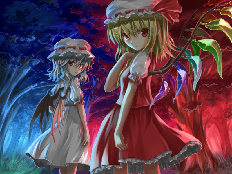 remilia scarlet and flandre scarlet (touhou) drawn by catanagi