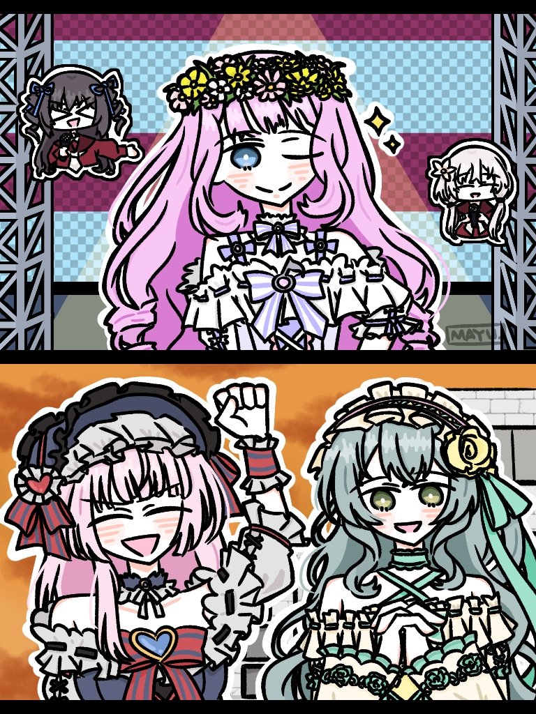 sadamori himeka, toki kureha, tamba akari, shiozaki suzume, and yokota haruna (assault lily) drawn by mayu_(yu_e1602)