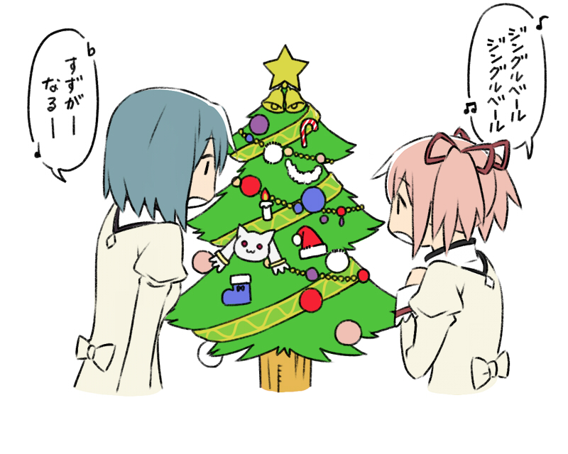 kaname madoka, miki sayaka, and kyubey (mahou shoujo madoka magica) drawn by oda_takayuki