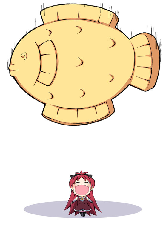 sakura kyoko and mini-ikamusume (mahou shoujo madoka magica and 1 more) drawn by k_hiro