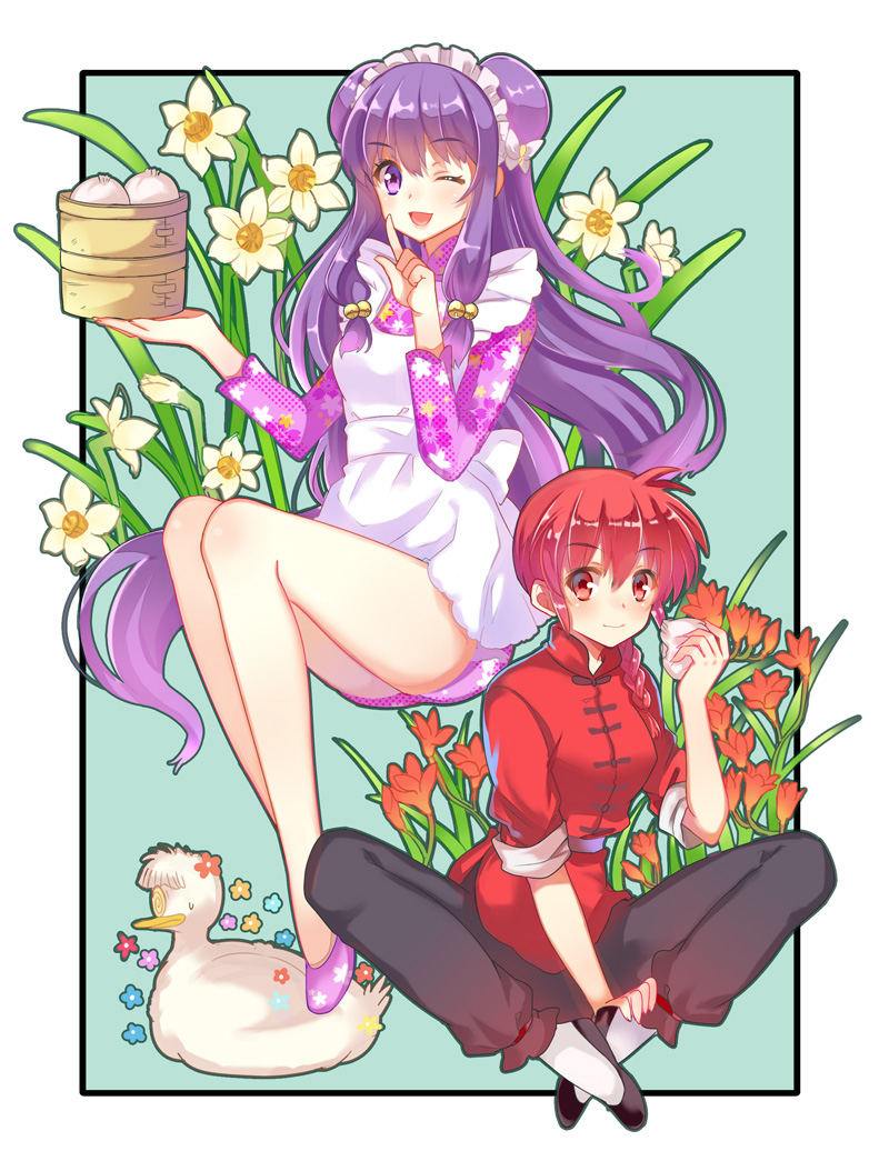 ranma-chan, shampoo, and mousse (ranma 1/2) drawn by zonana