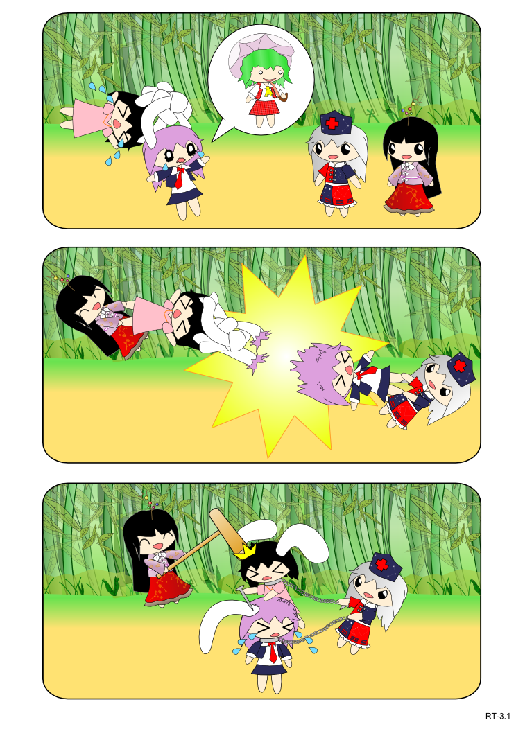 reisen udongein inaba, kazami yuuka, houraisan kaguya, inaba tewi, and yagokoro eirin (touhou) drawn by dozy_(d_mendozer)