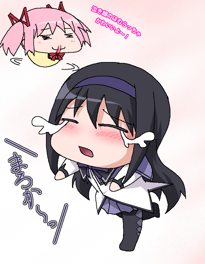 akemi homura and kaname madoka (mahou shoujo madoka magica) drawn by hayashiya_zankurou