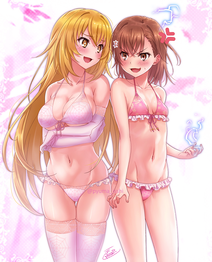 misaka mikoto and shokuhou misaki (toaru majutsu no index and 1 more) drawn by isshi_pyuma