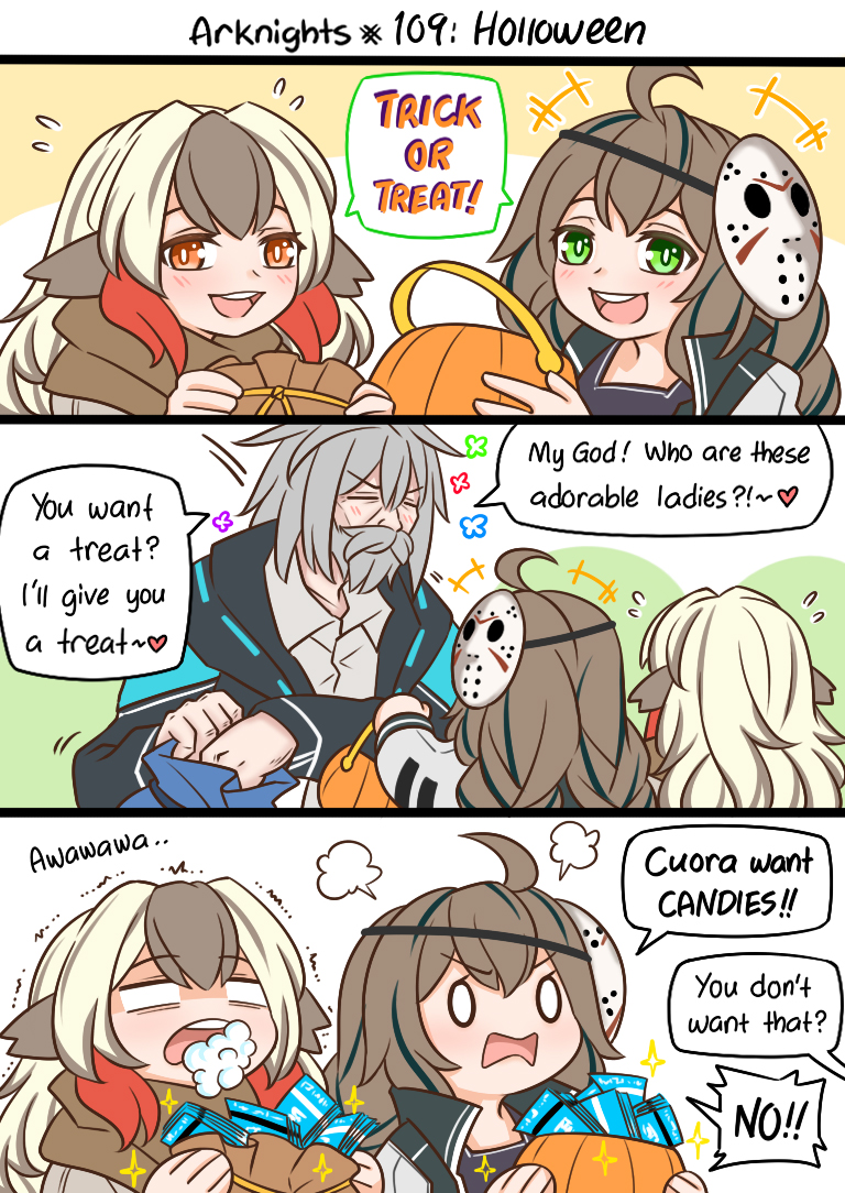 doctor, male doctor, jason voorhees, old man, snowsant, and 1 more (arknights and 1 more) drawn by guin_guin
