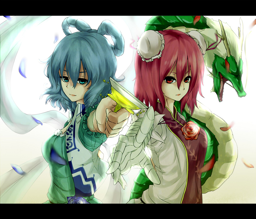 kaku seiga, ibaraki kasen, and koutei (touhou) drawn by shika_miso
