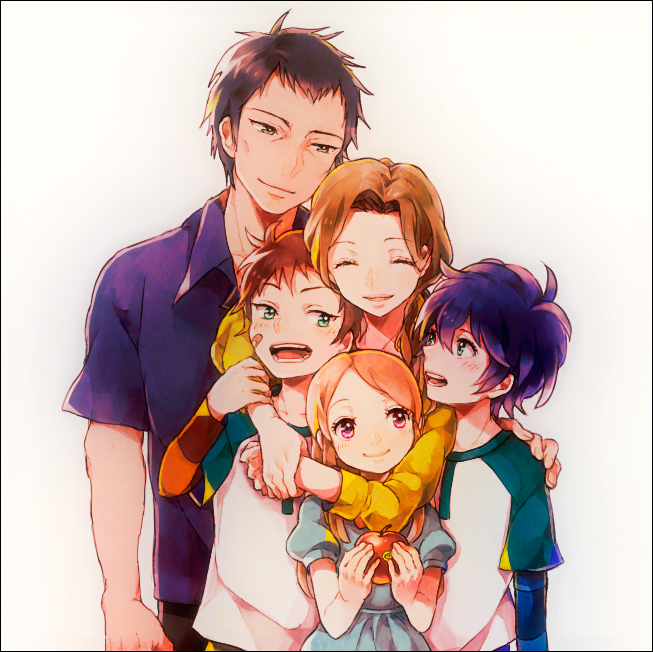 takakura himari, takakura shouma, takakura kanba, takakura kenzan, and takakura chiemi (mawaru penguindrum) drawn by tsuyuxxx