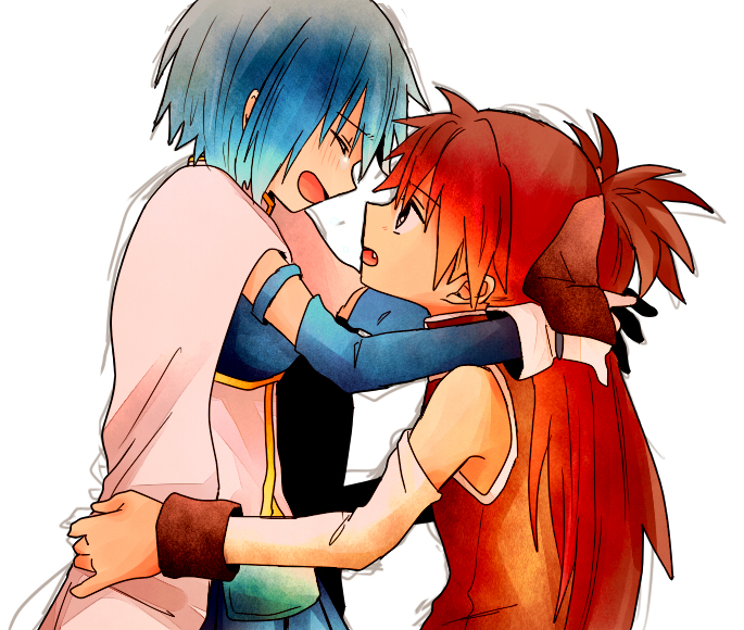 miki sayaka and sakura kyoko (mahou shoujo madoka magica) drawn by shibainu_(pom_pomta)