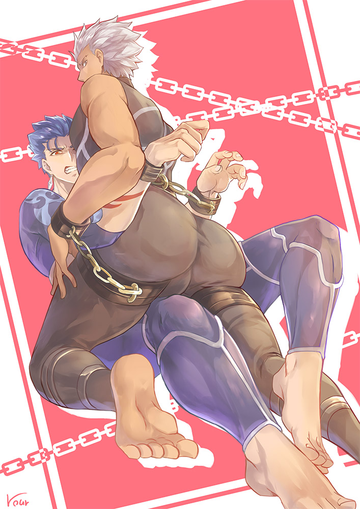 cu chulainn and archer (fate and 1 more) drawn by ro_(pixiv34009774)