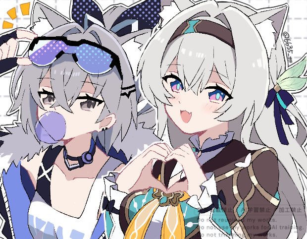 firefly and silver wolf (honkai and 1 more) drawn by haji_6635_ttt