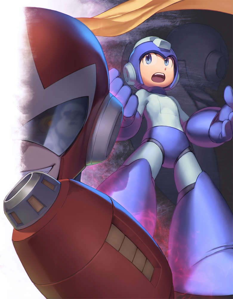 mega man, proto man, and dr. light (mega man) drawn by rotix