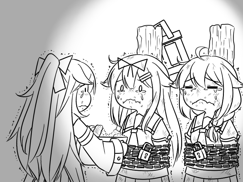 shigure, yuudachi, shigure kai ni, yuudachi kai ni, and yamakaze (kantai collection) drawn by guin_guin