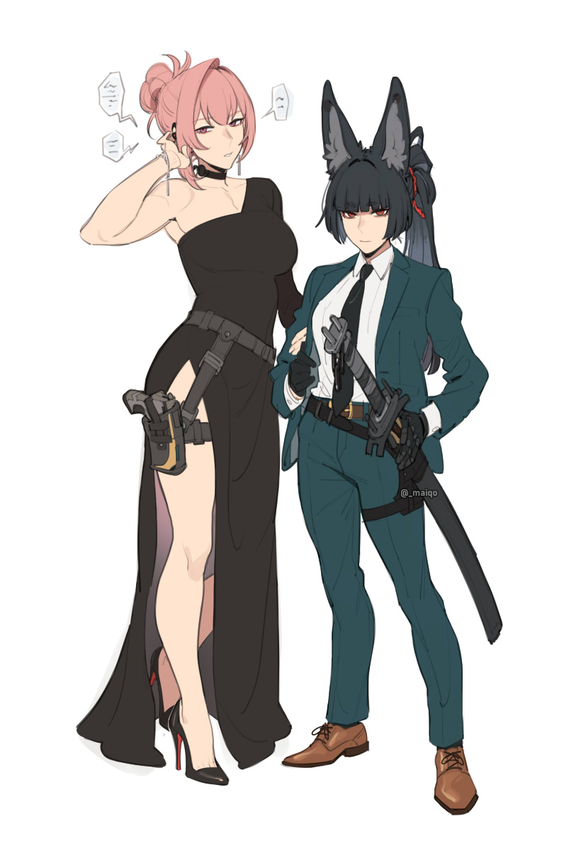 hoshimi miyabi and tsukishiro yanagi (zenless zone zero) drawn by maiqo