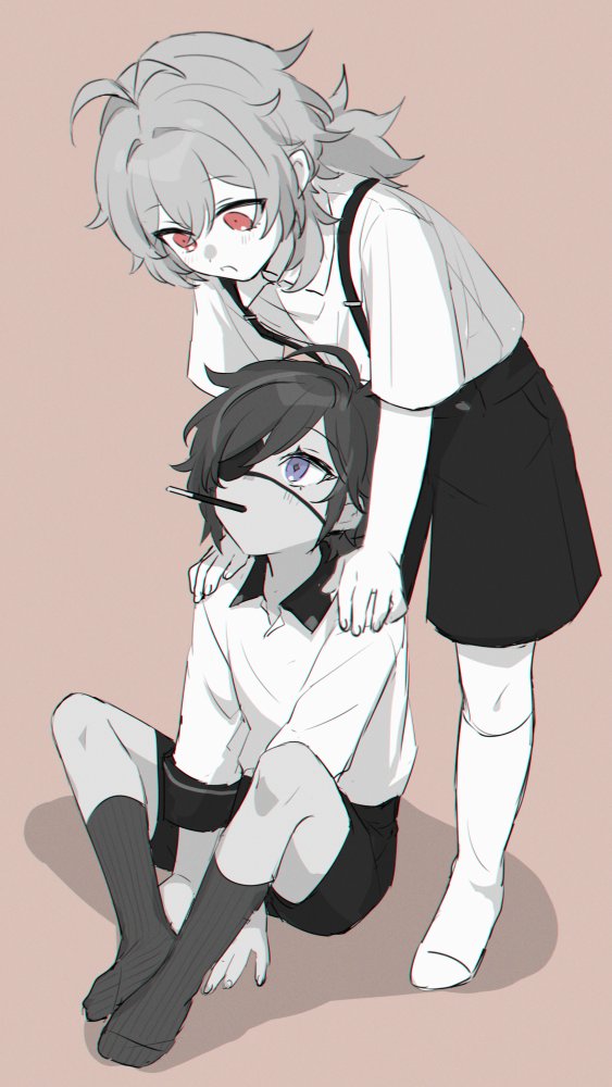 diluc and kaeya (genshin impact) drawn by noma_(noma3g)