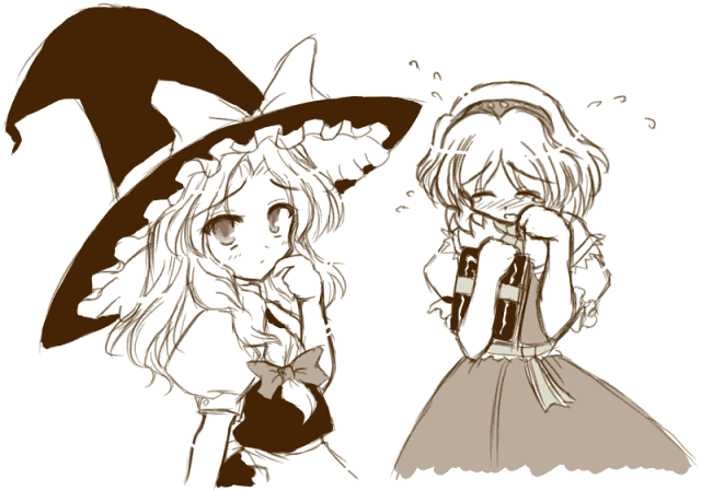 kirisame marisa and alice margatroid (touhou) drawn by yamu_(reverse_noise)