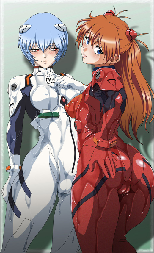 souryuu asuka langley and ayanami rei (neon genesis evangelion) drawn by harumaki_(tenpuras16s)