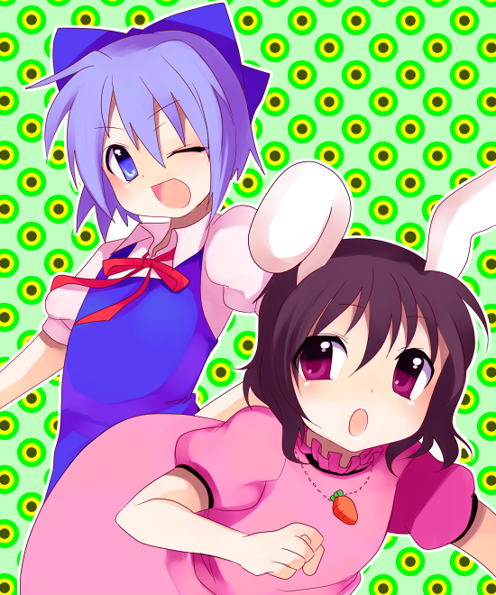 cirno and inaba tewi (touhou) drawn by subaru_(yachika)