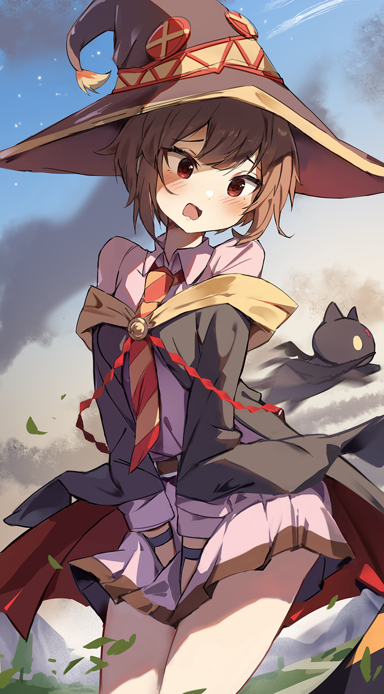 megumin and chomusuke (kono subarashii sekai ni shukufuku wo! and 1 more) drawn by orobou
