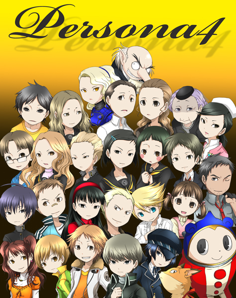 narukami yu, shirogane naoto, satonaka chie, kujikawa rise, amagi yukiko, and 22 more (persona and 1 more) drawn by juufuu&hiori