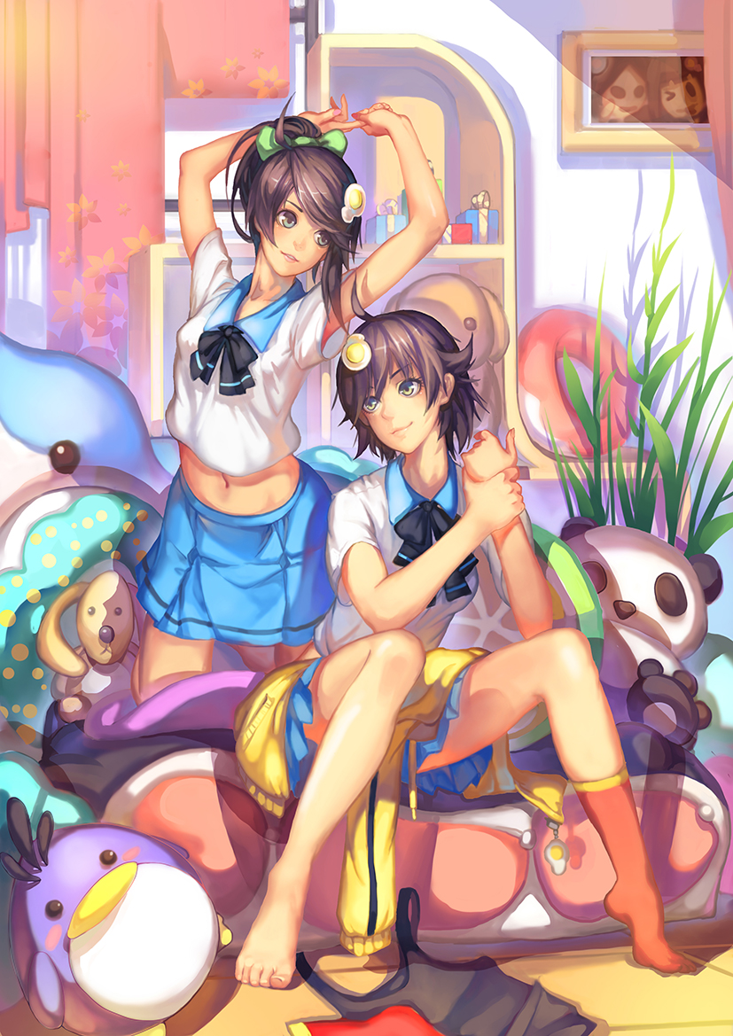 araragi karen and araragi tsukihi (monogatari) drawn by madyy