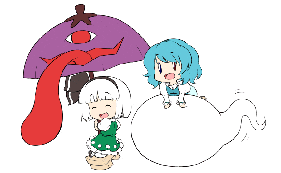 konpaku youmu and tatara kogasa (touhou) drawn by mazume