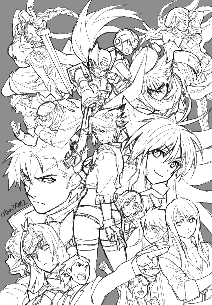 zero, x, yuri lowell, phoenix wright, kos-mos, and 13 more (xenoblade chronicles and 15 more) drawn by indesign