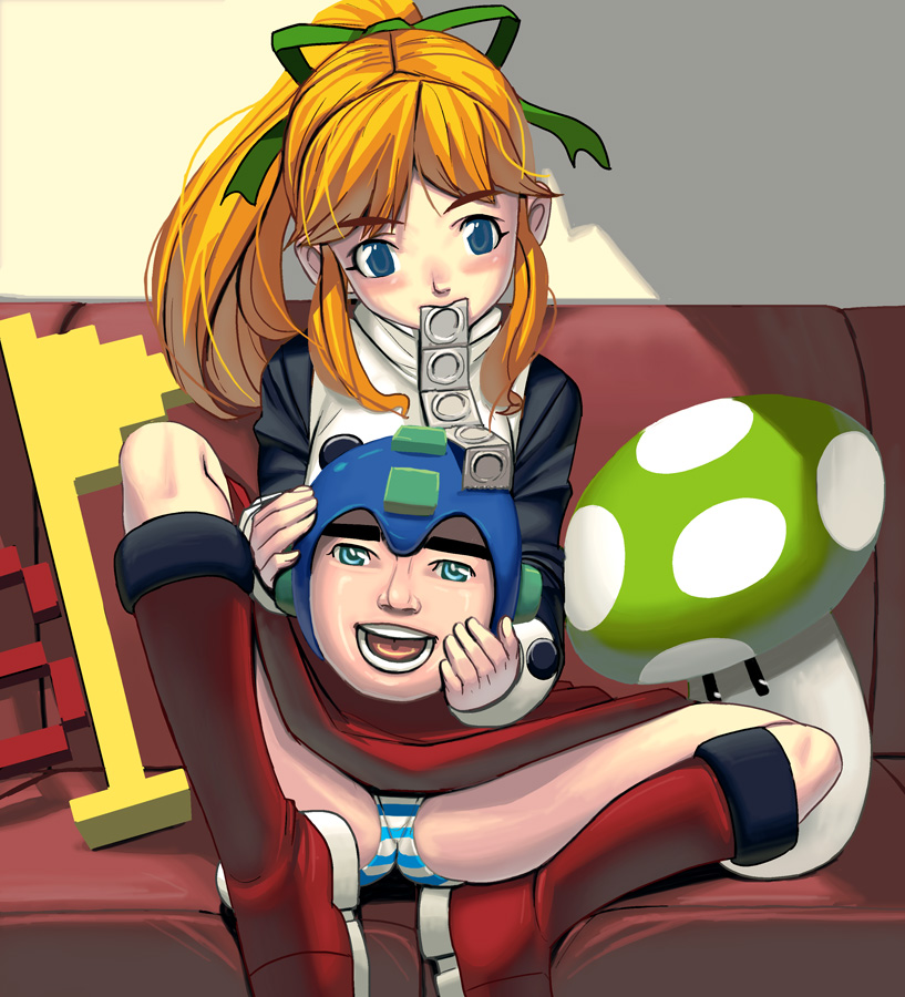 roll and mega man (mario and 2 more) drawn by kouno_(masao)