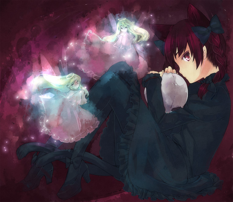 kaenbyou rin and zombie fairy (touhou) drawn by akr_et