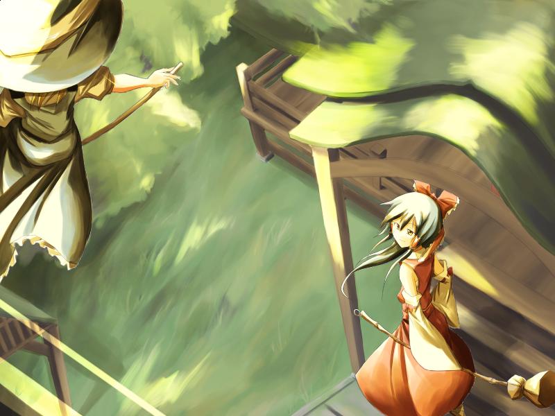 hakurei reimu and kirisame marisa (touhou and 1 more) drawn by sorano_eika