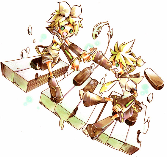 kagamine rin and kagamine len (vocaloid) drawn by akisame_kou
