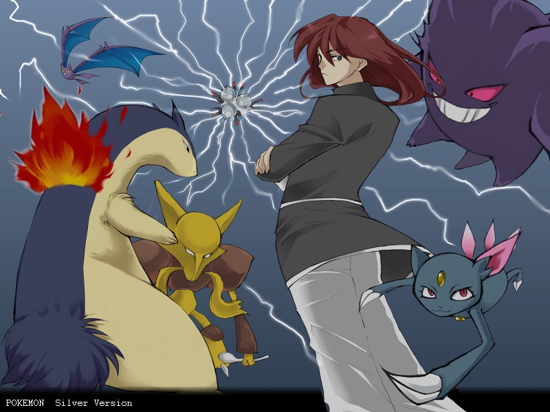 gengar, silver, typhlosion, sneasel, crobat, and 2 more (pokemon and 1 more) drawn by san_dai_wa_jou