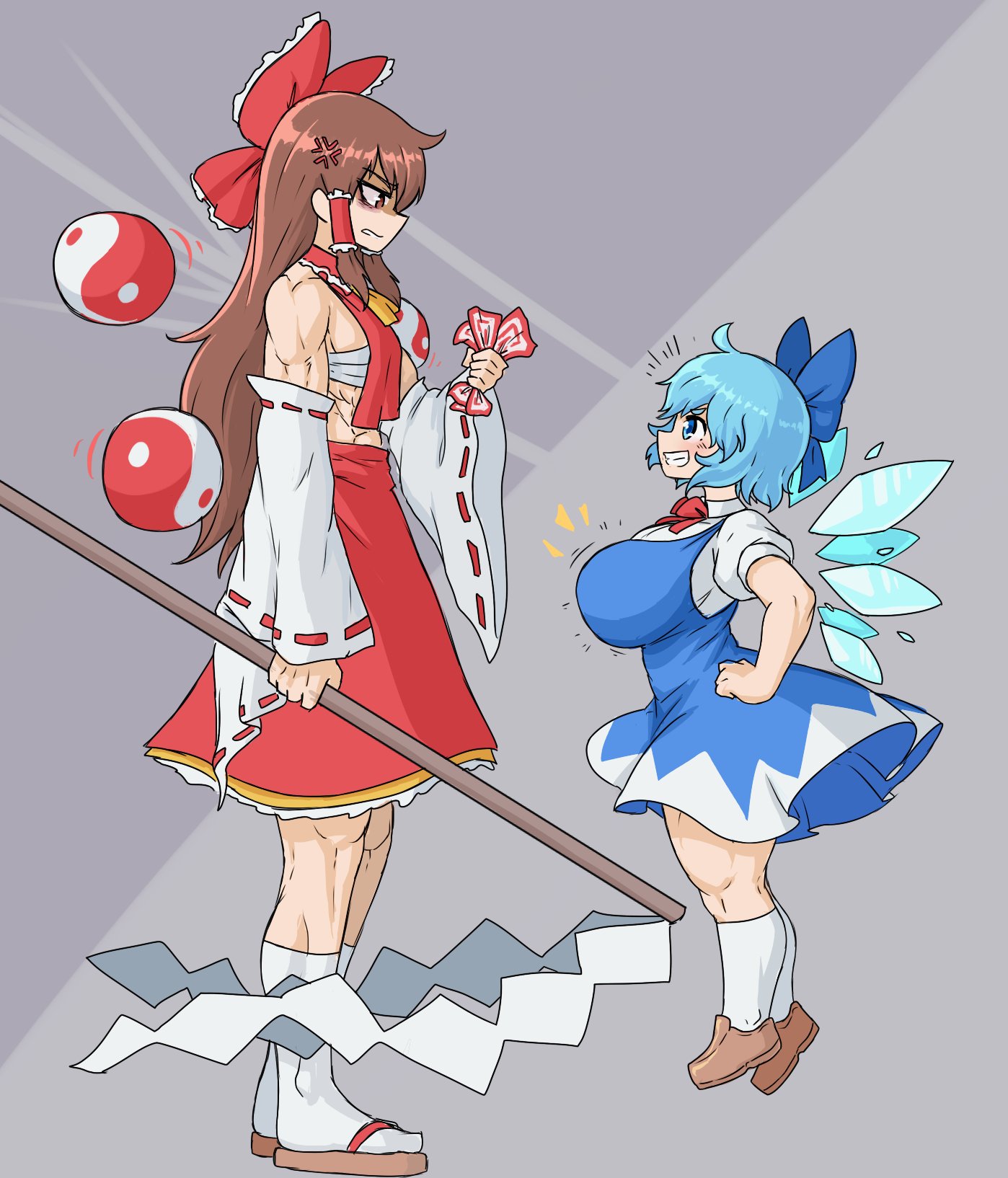 hakurei reimu and cirno (touhou) drawn by sheepapp | Danbooru