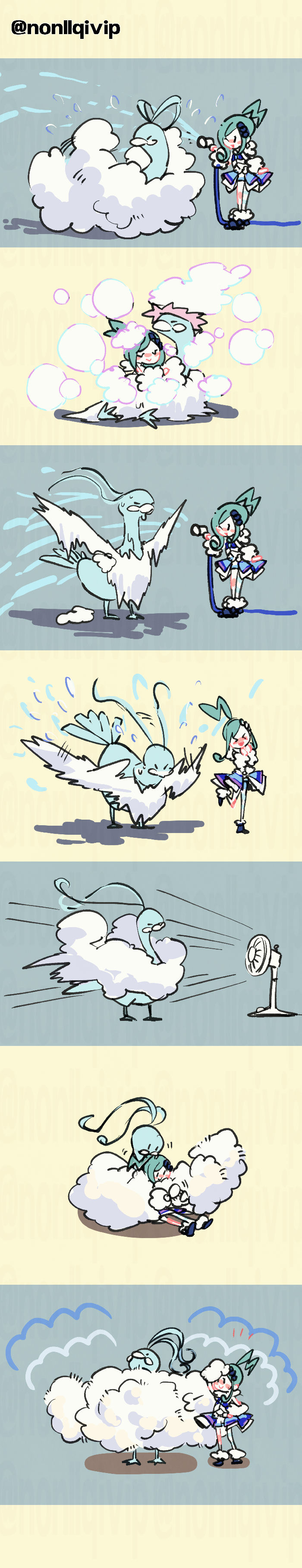 altaria and lisia (pokemon and 1 more) drawn by yamanashi_taiki