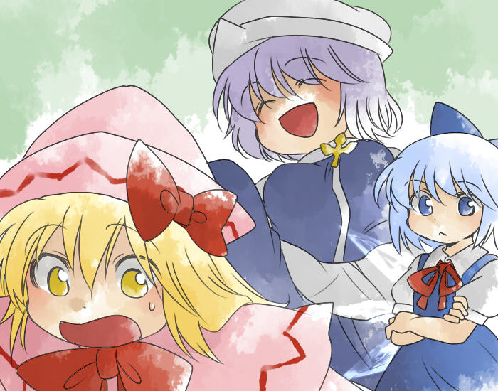 cirno, letty whiterock, and lily white (touhou) drawn by hammer_(sunset_beach)