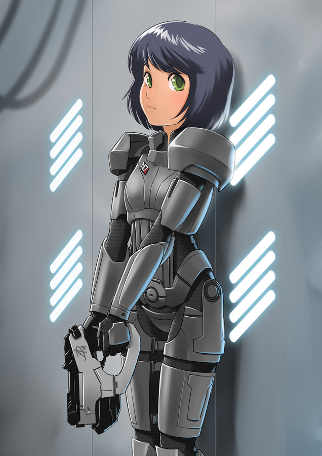 commander shepard (original and 2 more) drawn by polarityplus
