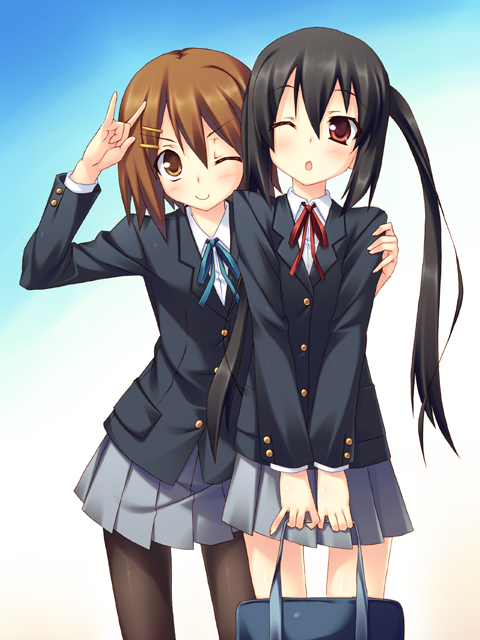 nakano azusa and hirasawa yui (k-on!) drawn by kazushiki_midori