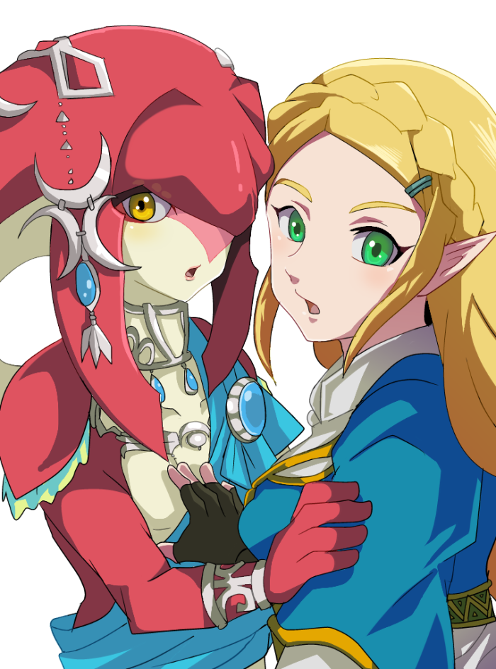 princess zelda and mipha (the legend of zelda and 1 more) drawn by rem_(eyes_410)